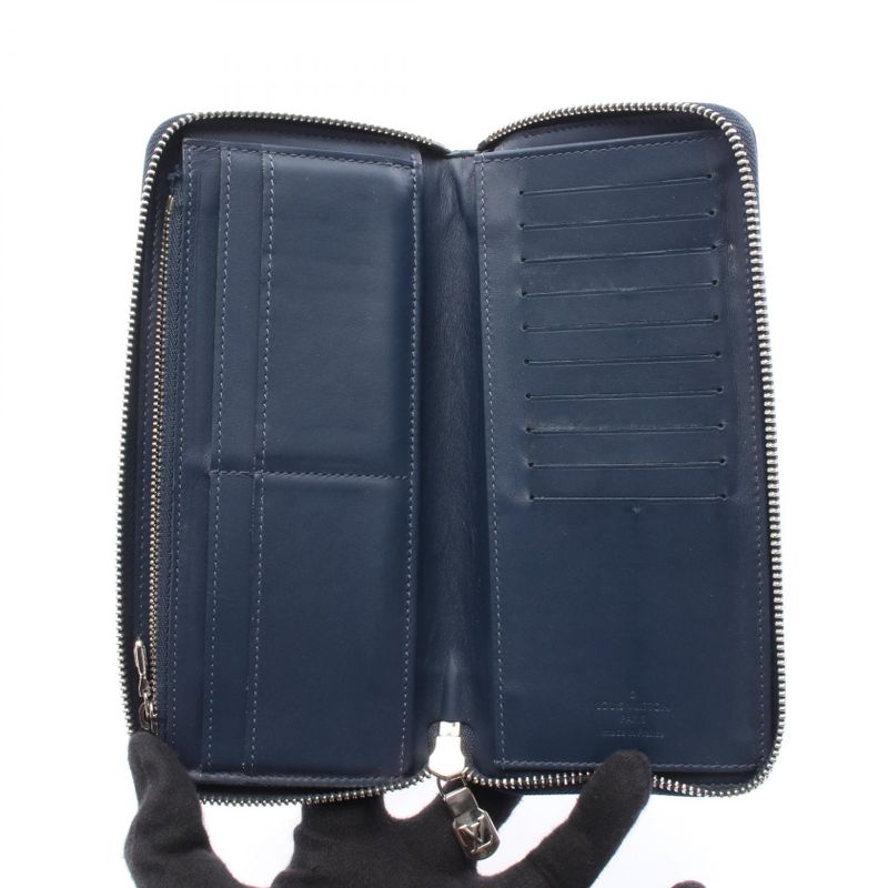 Louis Vuitton Round Long Wallet Zippy Wallet Vertical Damier Infini N60503 Navy