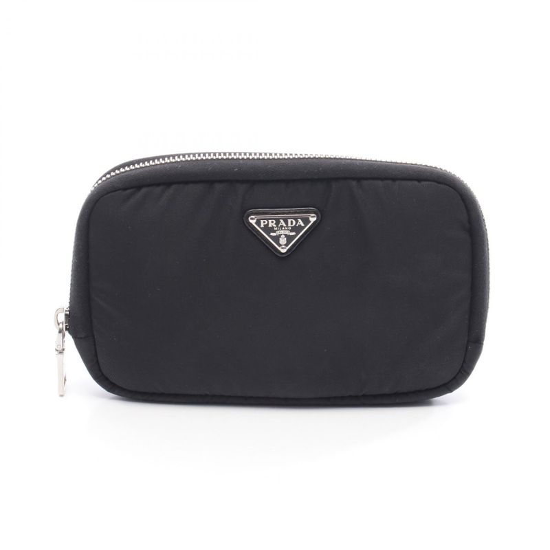 Prada Round Wallet Tessuto Pocket Re-Nylon 1ml045 Black Nylon Triangle Logo