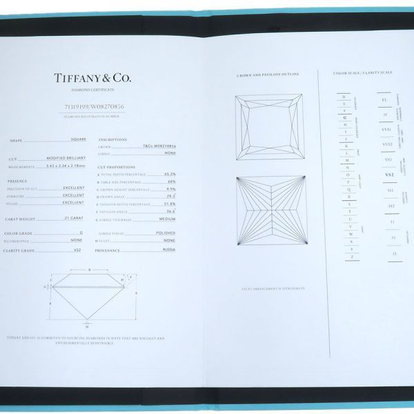 Tiffany & Co Solitaire Ring D0.21 CT Square Cut 9