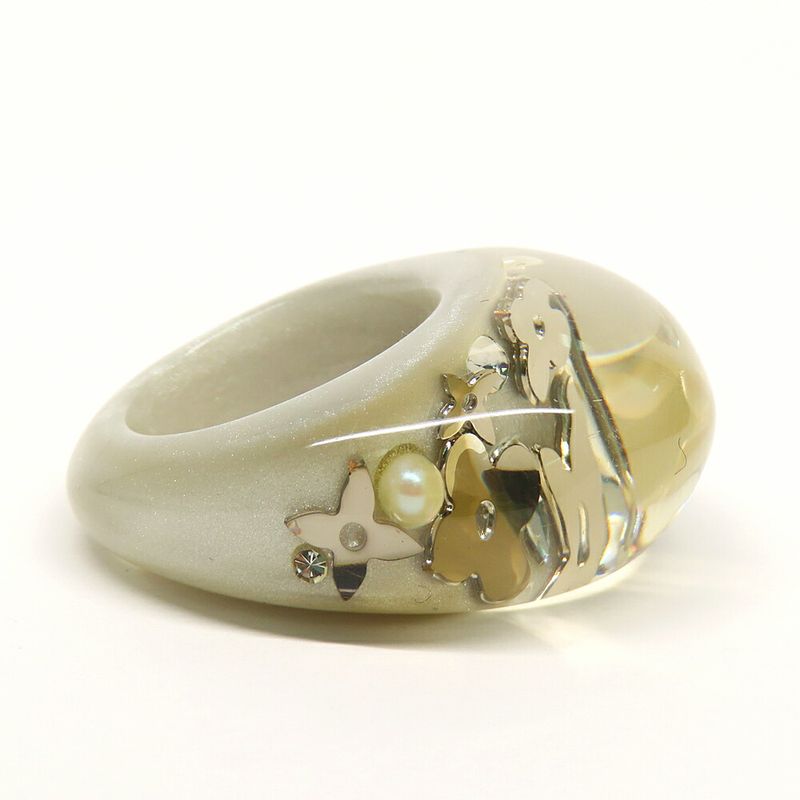 Louis Vuitton Bag Ankle John Ring Monogram Ring Clear Silver - Women's
