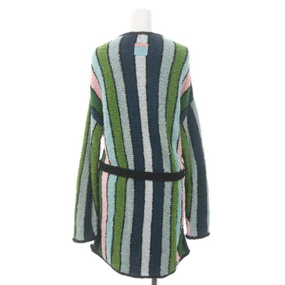 Loewe Paulas Bou Cles Knit Cardigan Stripe Gown Long Belted Cotton XS