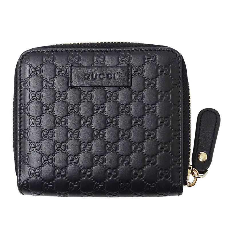 Gucci Wallet Women's Men's Brand Bifold Wallet Micro GG Shima Leather Black
