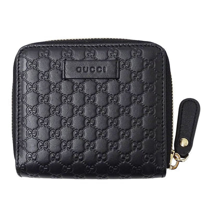 Gucci Wallet Women's Men's Brand Bifold Wallet Micro GG Shima Leather Black