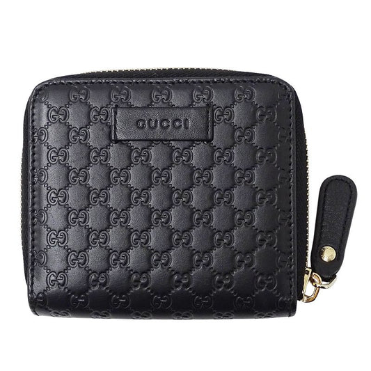Gucci Wallet Women's Men's Brand Bifold Wallet Micro GG Shima Leather Black