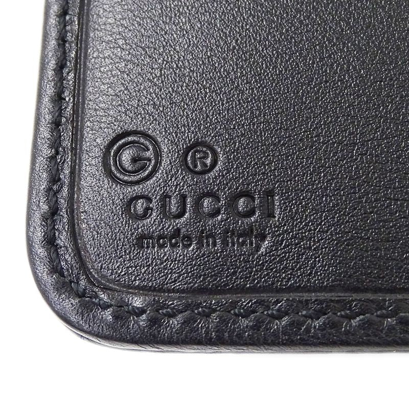 Gucci Wallet Women's Men's Brand Bifold Wallet Micro GG Shima Leather Black