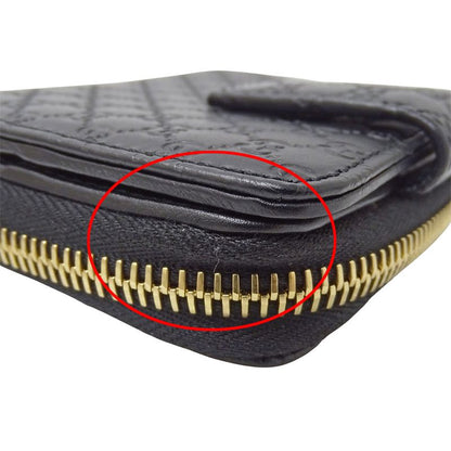 Gucci Wallet Women's Men's Brand Bifold Wallet Micro GG Shima Leather Black