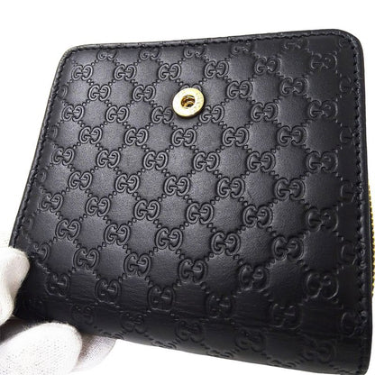 Gucci Wallet Women's Men's Brand Bifold Wallet Micro GG Shima Leather Black