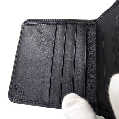Gucci Wallet Women's Men's Brand Bifold Wallet Micro GG Shima Leather Black