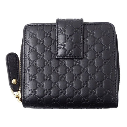 Gucci Wallet Women's Men's Brand Bifold Wallet Micro GG Shima Leather Black