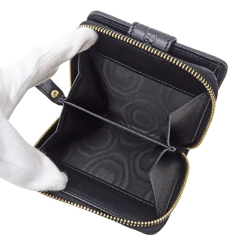 Gucci Wallet Women's Men's Brand Bifold Wallet Micro GG Shima Leather Black