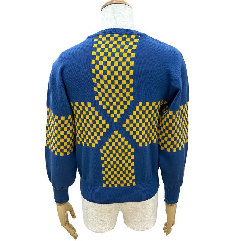 Christian Dior Wool Sweater Knit Top M Size Women's Blue Yellow 08987