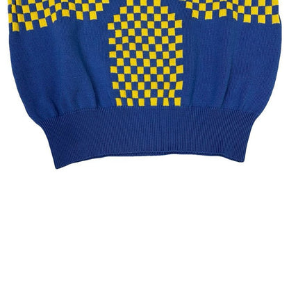 Christian Dior Wool Sweater Knit Top M Size Women's Blue Yellow 08987