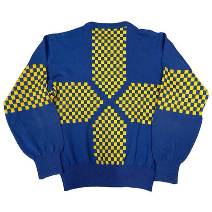 Christian Dior Wool Sweater Knit Top M Size Women's Blue Yellow 08987