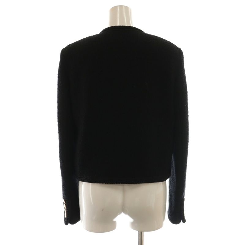 Celine 2v00c764l Chass Eur Jacket Tweed Collarless Outerwear Gold Buttons 34