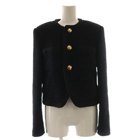 Celine 2v00c764l Chass Eur Jacket Tweed Collarless Outerwear Gold Buttons 34