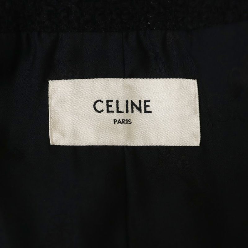 Celine 2v00c764l Chass Eur Jacket Tweed Collarless Outerwear Gold Buttons 34
