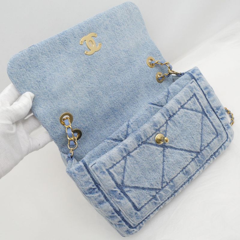 Chanel Bag Chain Shoulder Maxi Washed Denim As5734 Random Denim Leather