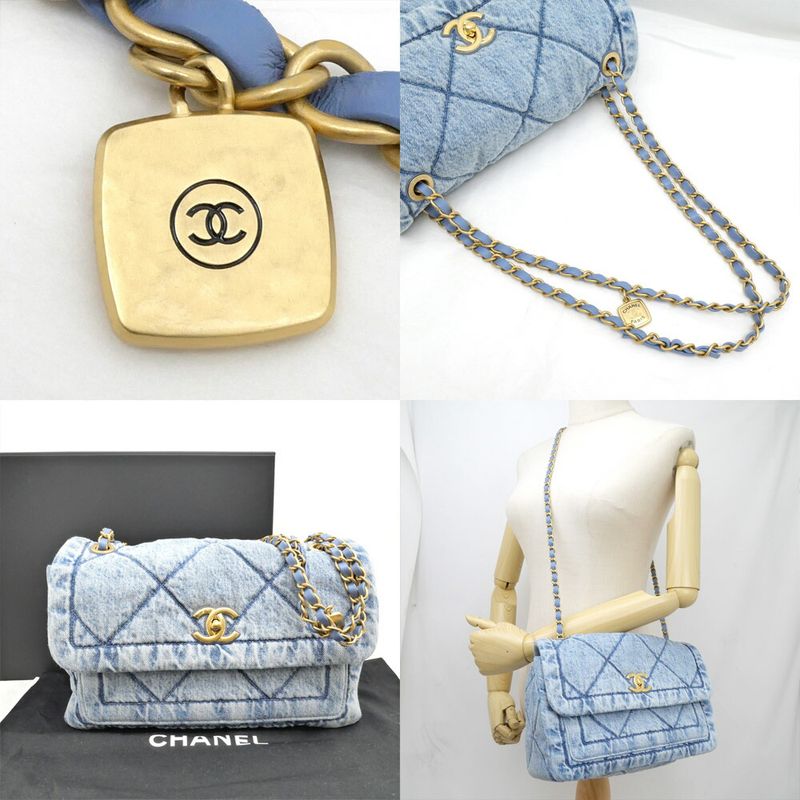 Chanel Bag Chain Shoulder Maxi Washed Denim As5734 Random Denim Leather