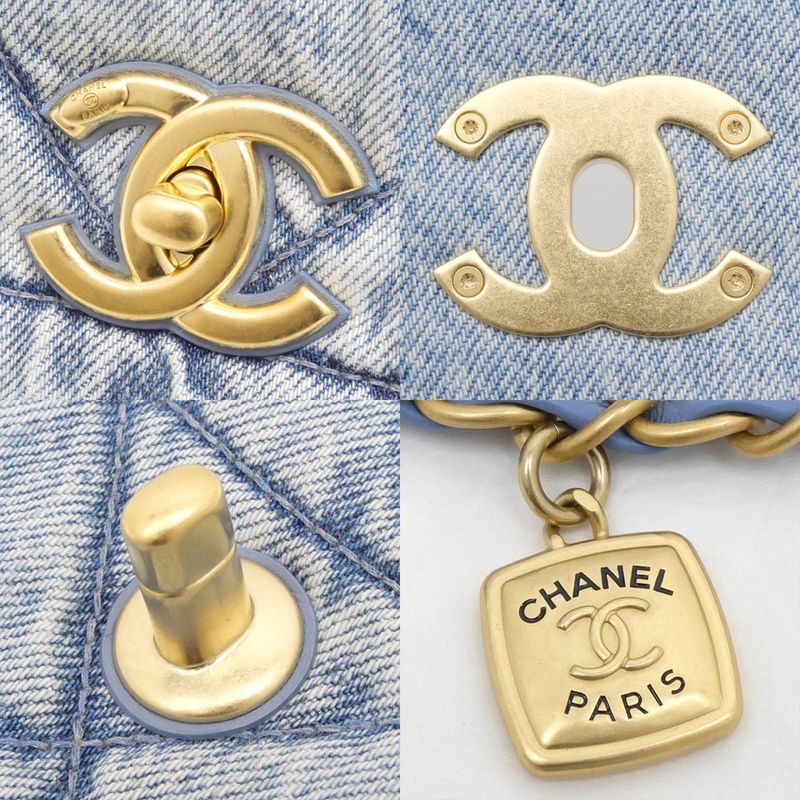 Chanel Bag Chain Shoulder Maxi Washed Denim As5734 Random Denim Leather