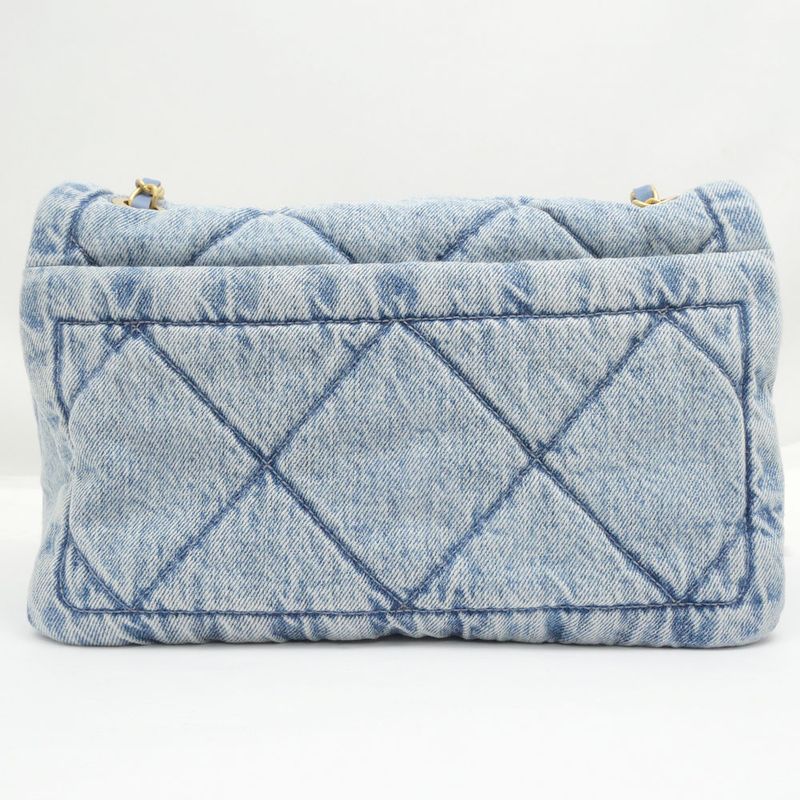 Chanel Bag Chain Shoulder Maxi Washed Denim As5734 Random Denim Leather