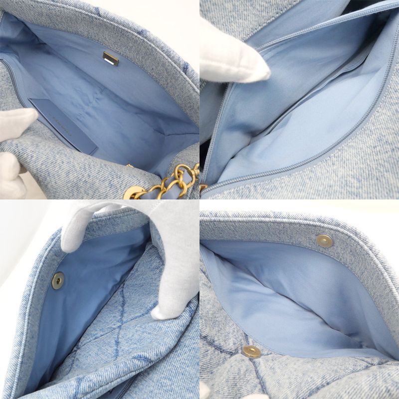 Chanel Bag Chain Shoulder Maxi Washed Denim As5734 Random Denim Leather