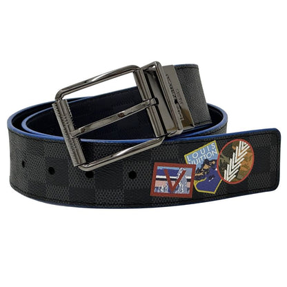 Louis Vuitton Belt Damier Graphite Men's Brand Reversible Suntulle Black Blue
