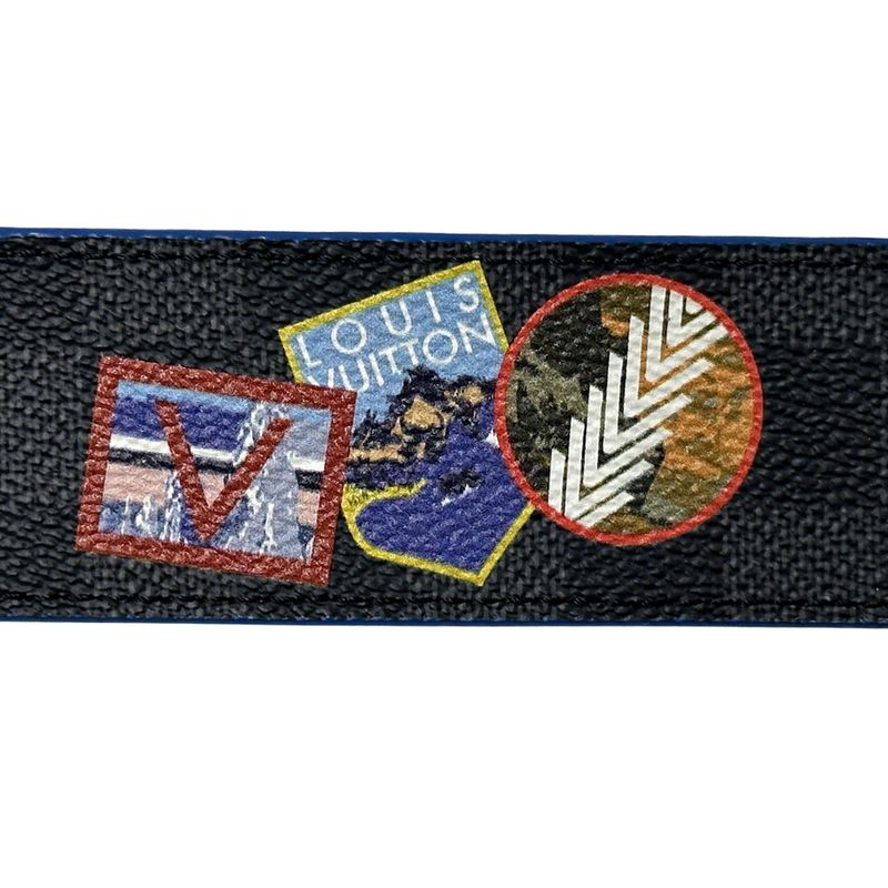 Louis Vuitton Belt Damier Graphite Men's Brand Reversible Suntulle Black Blue