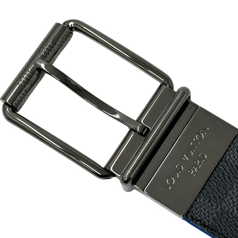 Louis Vuitton Belt Damier Graphite Men's Brand Reversible Suntulle Black Blue