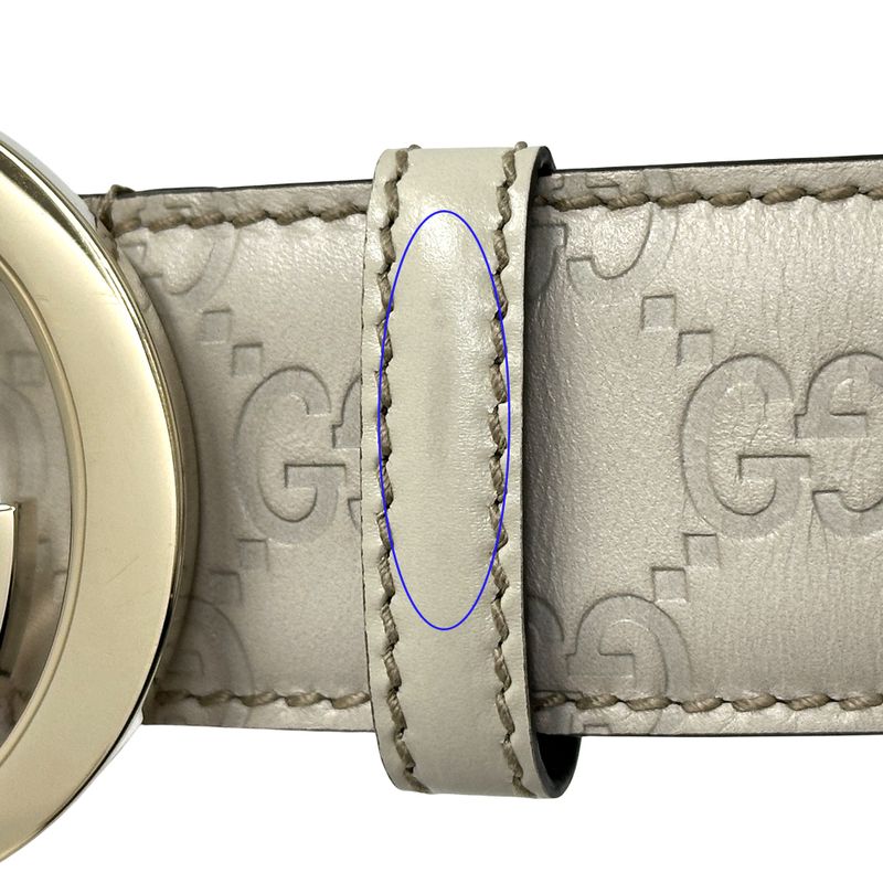 Gucci Belt Men's Brand Interlocking Shima Leather Ivory Gold 114876/214351