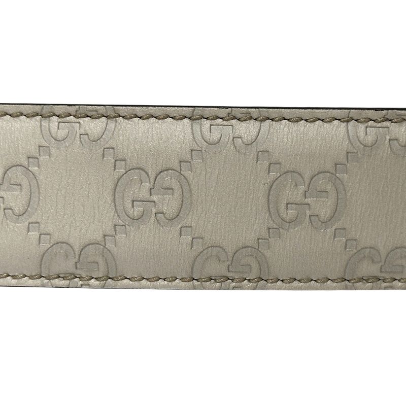 Gucci Belt Men's Brand Interlocking Shima Leather Ivory Gold 114876/214351