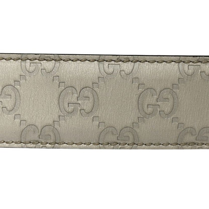 Gucci Belt Men's Brand Interlocking Shima Leather Ivory Gold 114876/214351