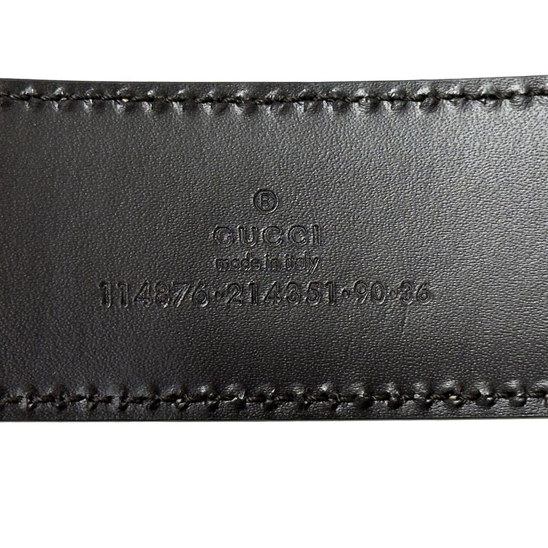 Gucci Belt Men's Brand Interlocking Shima Leather Ivory Gold 114876/214351