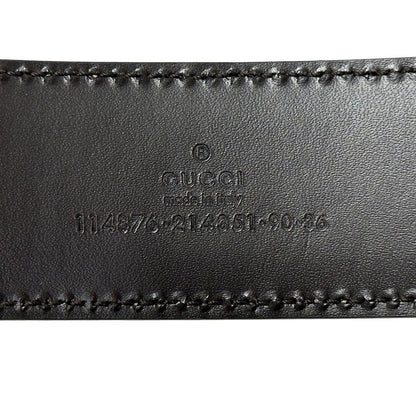 Gucci Belt Men's Brand Interlocking Shima Leather Ivory Gold 114876/214351