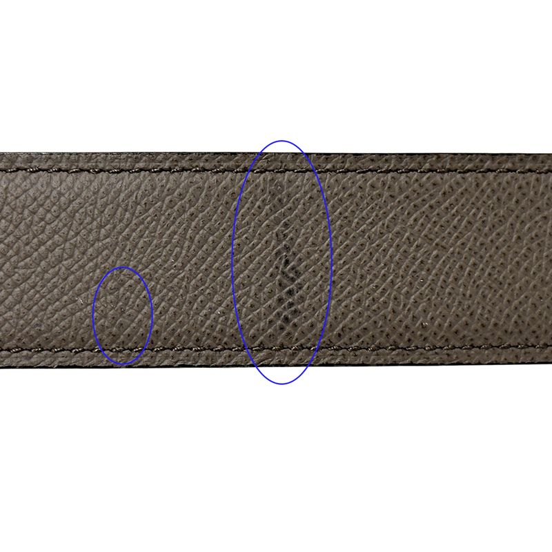 Hermes Belt Men's Brand Street H Leather Navy Gray Reversible C Engraved