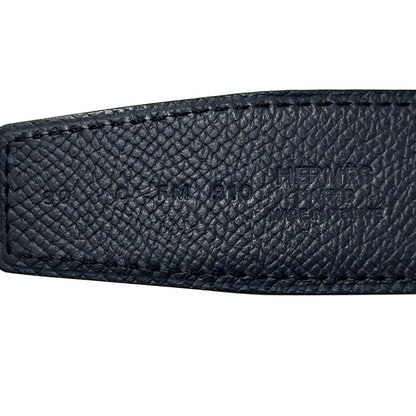 Hermes Belt Men's Brand Street H Leather Navy Gray Reversible C Engraved