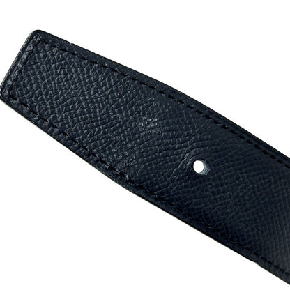 Hermes Belt Men's Brand Street H Leather Navy Gray Reversible C Engraved