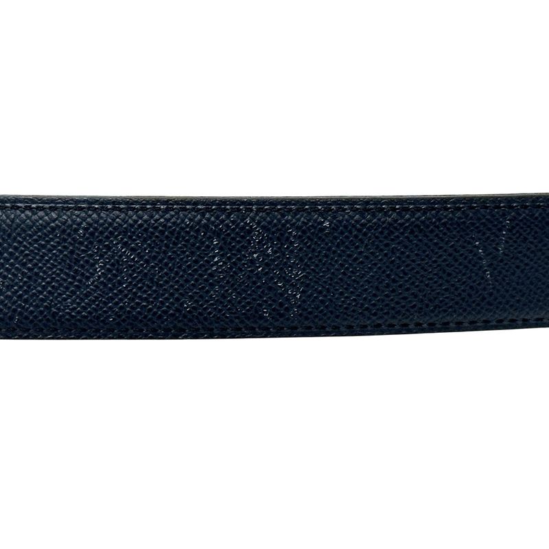 Hermes Belt Men's Brand Street H Leather Navy Gray Reversible C Engraved