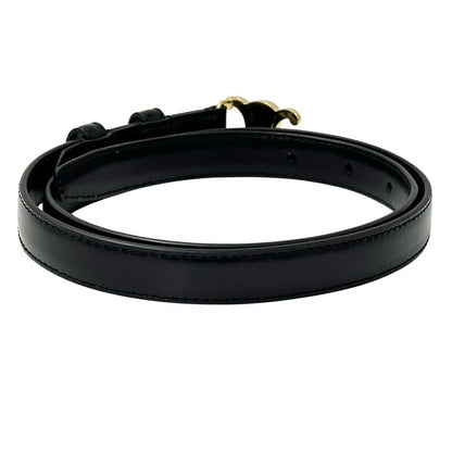 Celine Belt Women's Brand Triomphe Leather Small 18mm (0.71in) Black Gold Waist