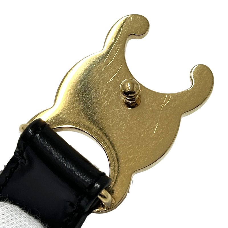 Celine Belt Women's Brand Triomphe Leather Small 18mm (0.71in) Black Gold Waist