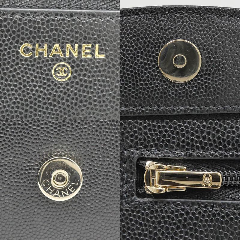 Chanel Wallet Chain Wallet Ap4653 Random Grained Shiny Cuffskin BK