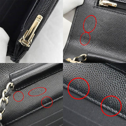 Chanel Wallet Chain Wallet Ap4653 Random Grained Shiny Cuffskin BK