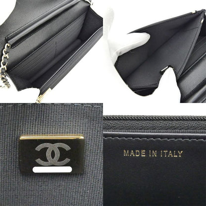 Chanel Wallet Chain Wallet Ap4653 Random Grained Shiny Cuffskin BK