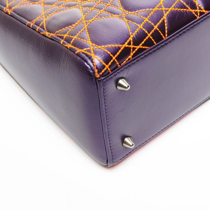 Dior Handbag Cannage Anselm Lyle 2-Way Purple Orange