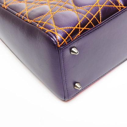 Dior Handbag Cannage Anselm Lyle 2-Way Purple Orange