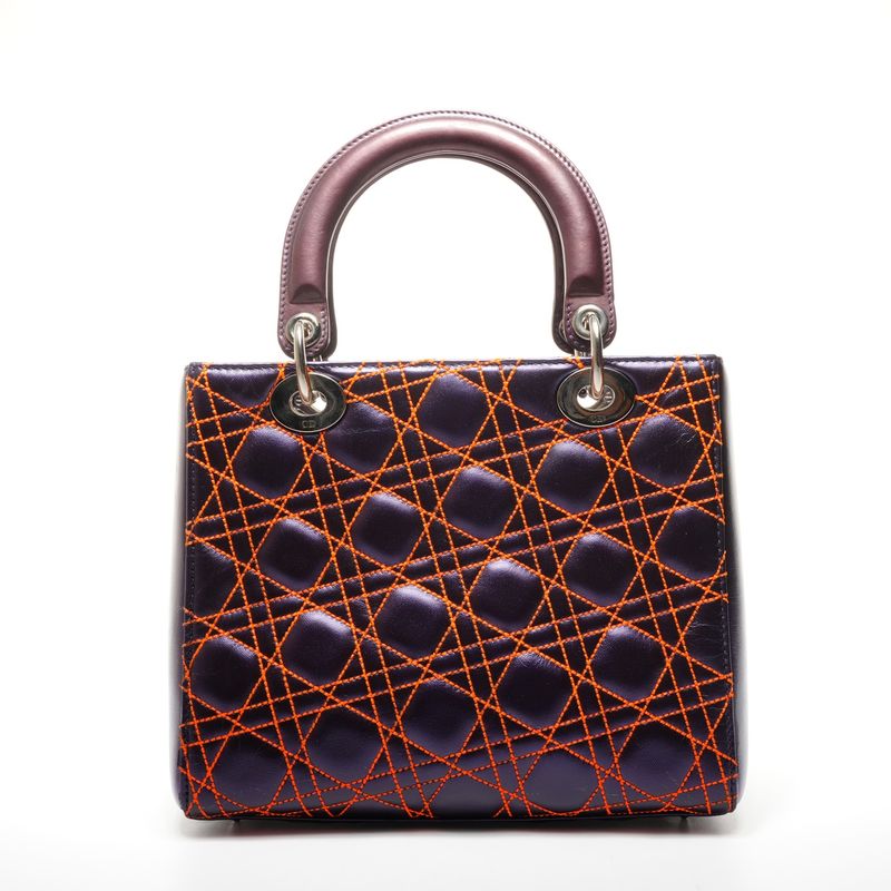 Dior Handbag Cannage Anselm Lyle 2-Way Purple Orange
