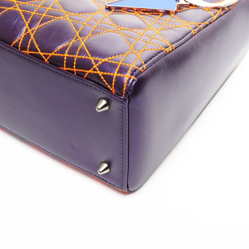Dior Handbag Cannage Anselm Lyle 2-Way Purple Orange