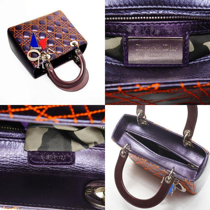 Dior Handbag Cannage Anselm Lyle 2-Way Purple Orange