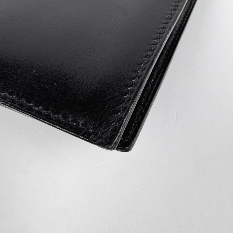 Hermes Saumur Diane Cadena Bifold Long Wallet Leather Black 〇Z Ladies