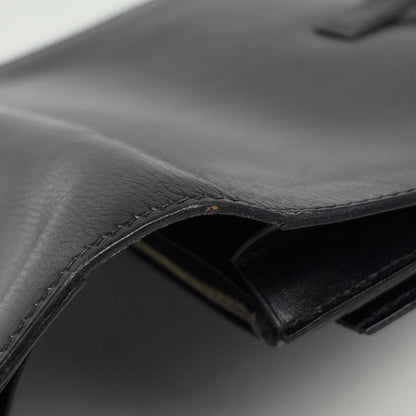 Hermes Saumur Diane Cadena Bifold Long Wallet Leather Black 〇Z Ladies