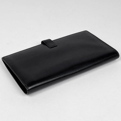 Hermes Saumur Diane Cadena Bifold Long Wallet Leather Black 〇Z Ladies